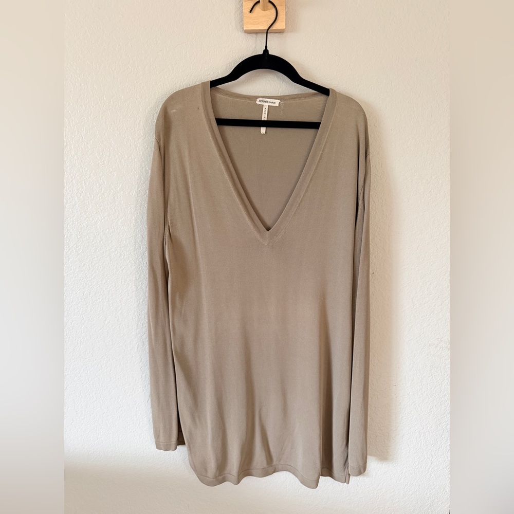 Hermes vintage 1990s V-Neck Long Sleeve fine knit top sweater Margiela era